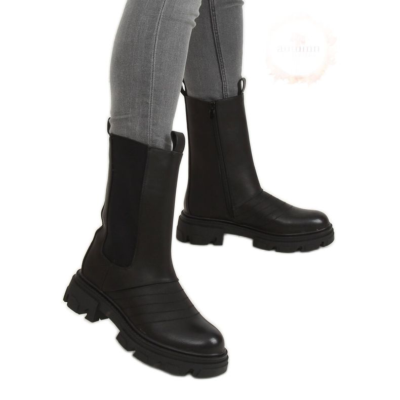 Black motorcycle boots D-5 Black