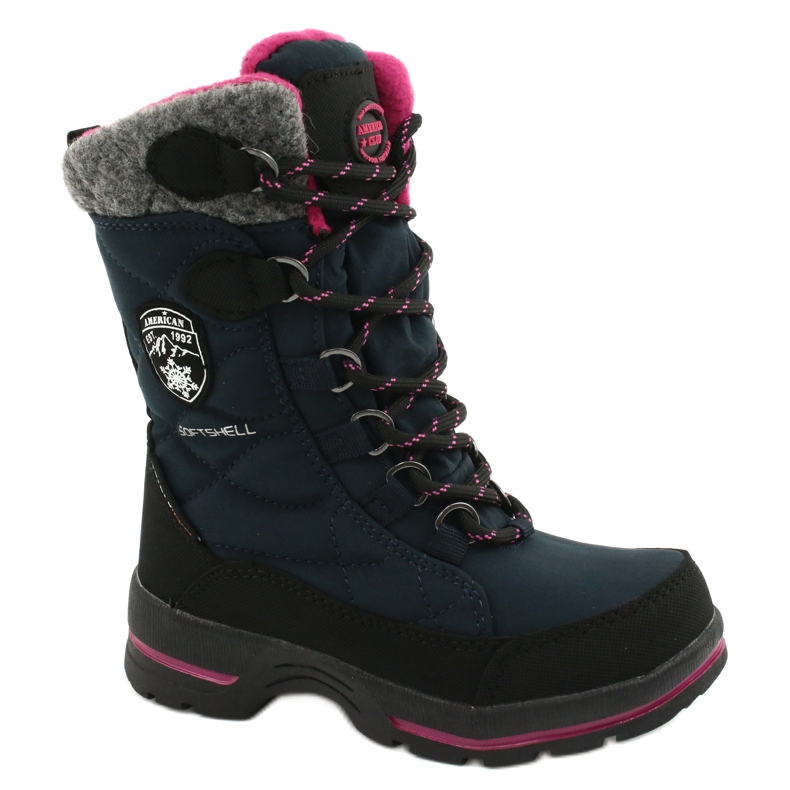 Snow boots with American Club SN15 / 20 navy membrane navy blue pink grey