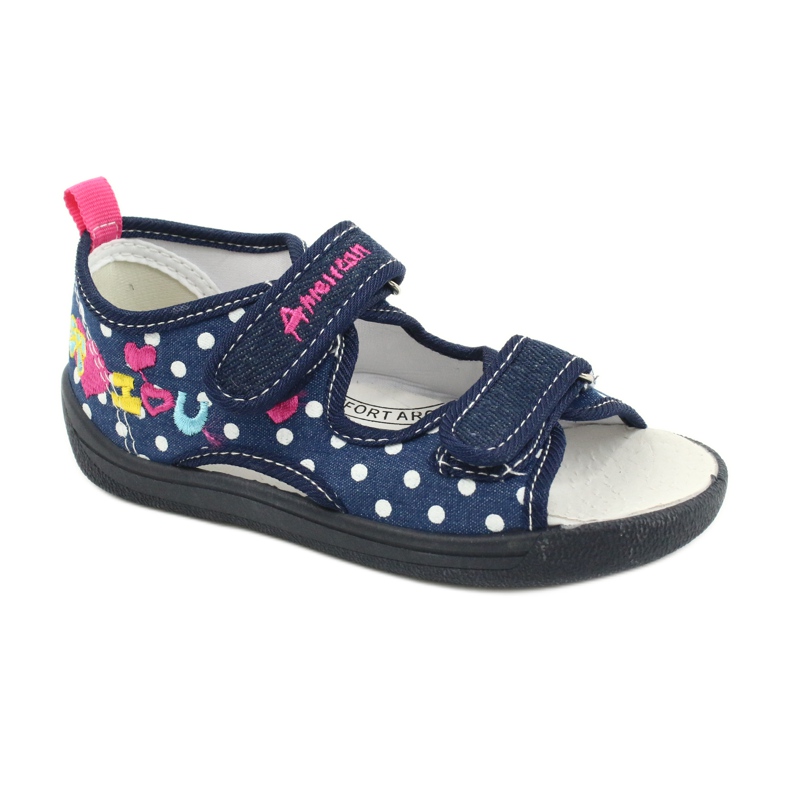 American Club Slippers, sandals, American children's shoes, leather insole navy blue pink