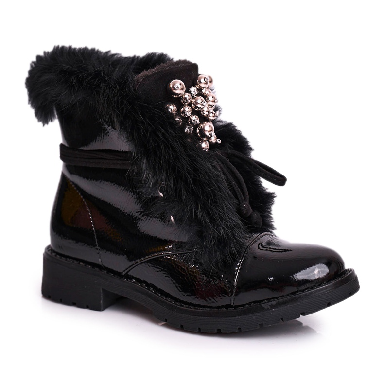 MSMG Children's Boots Warm Lacquered Black Ella