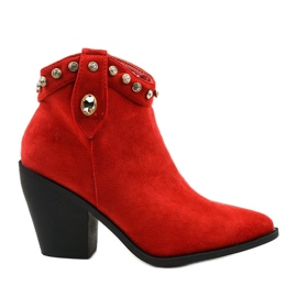 Red cowboy boots with Darnielle cubic zirconia