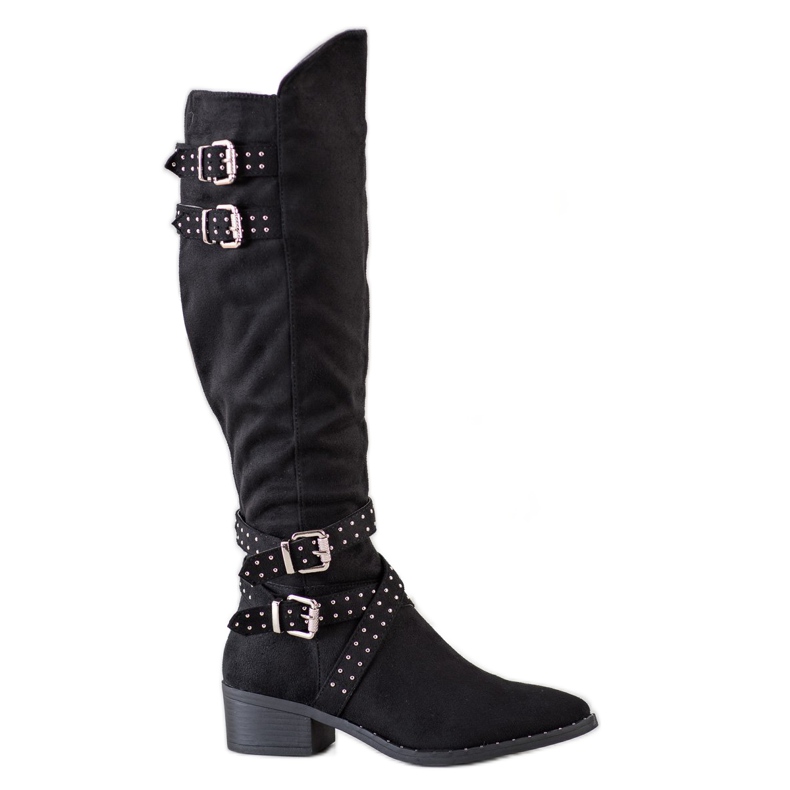 SHELOVET Black Boots With Buckles