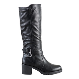 Flyfor Comfortable high boots with a buckle black Flyfor Comfortable high boots with a buckle black