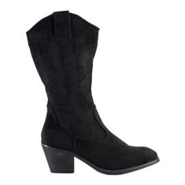 SHELOVET Suede cowboy boots black