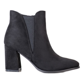 Lovery Suede Booties With A Zipper black Lovery Suede Booties With A Zipper black