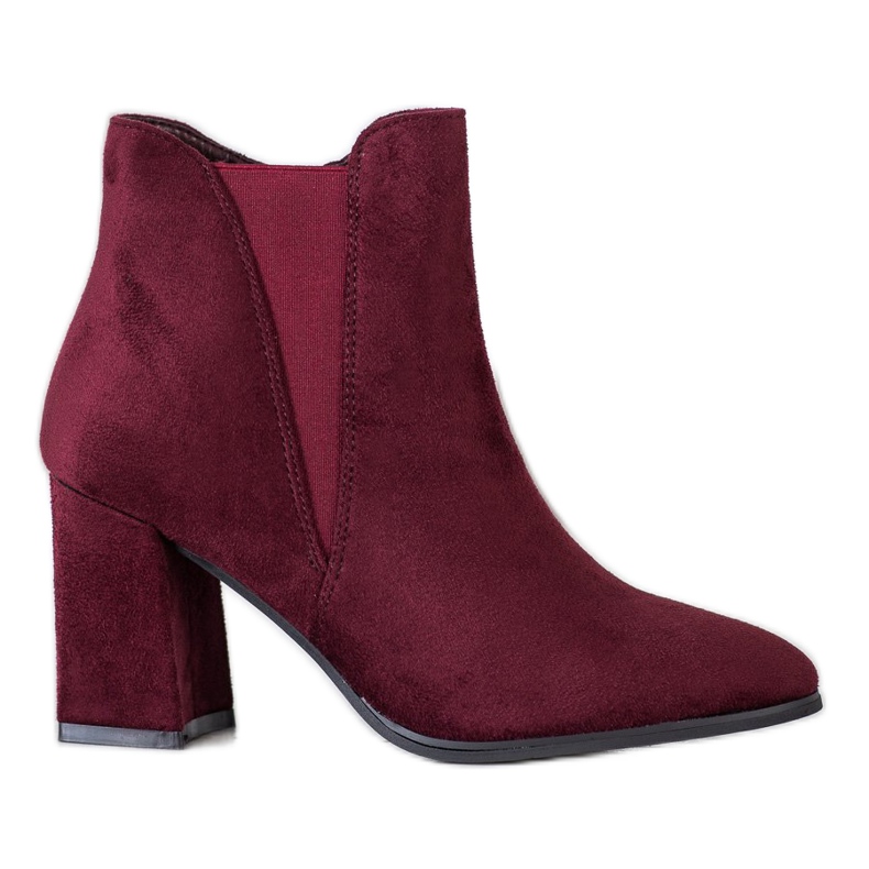 Lovery Suede Booties With A Zipper red