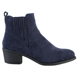 Camo Warm Suede Booties navy blue