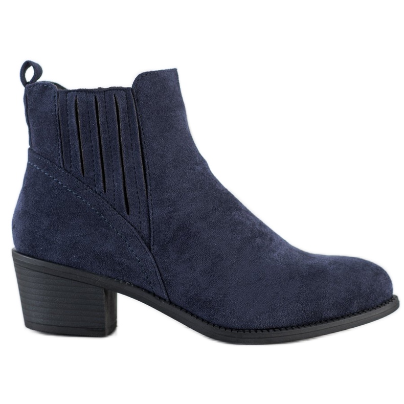 Camo Warm Suede Booties navy blue