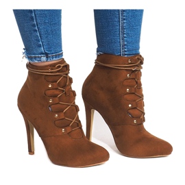 Boots On High Heel H253 Camel brown
