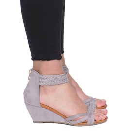 Gray sandals on a delicate wedge C7113-2 grey