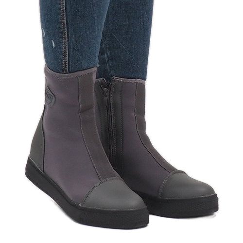 Gray fur-lined boots BOK-1123 grey