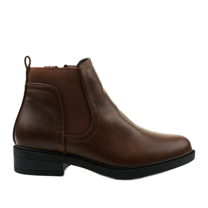 Merriva leatherette brown flat ankle boots