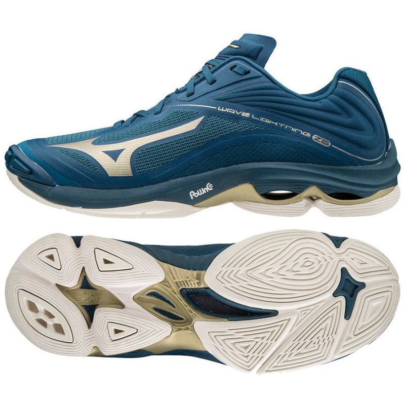 Mizuno Wave Lightning Z6 Low M V1GA200051 volleyball shoes blue gold blue