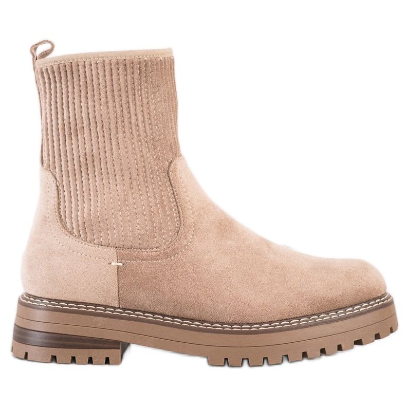 SHELOVET Matching ankle boots on the platform beige