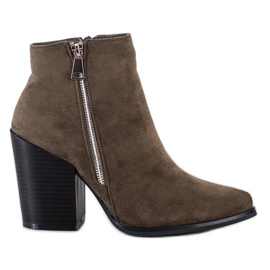 Marquiz Warm boots with a decorative zipper brown green