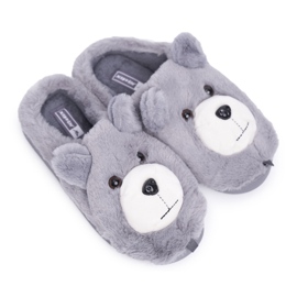 Women's Slippers With Fur Gray Bear grey