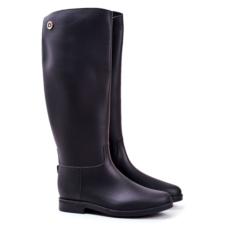 SEA Women's Black Rain Boots Under The Knee Black Drizzle Riding Boots SEA Women's Black Rain Boots Under The Knee Black Drizzle Riding Boots
