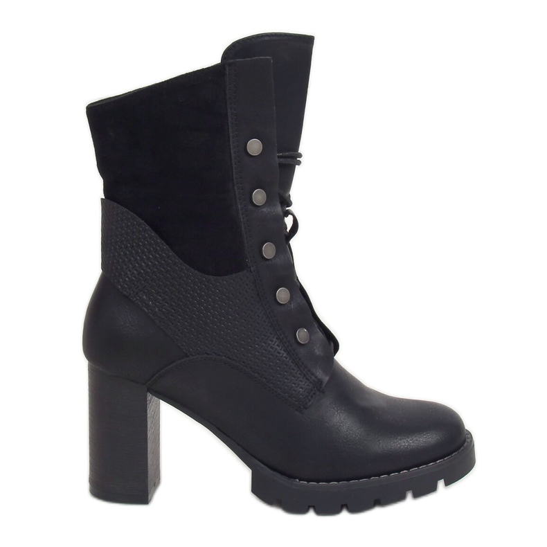 Black high heels lace-up boots 1213GA Black