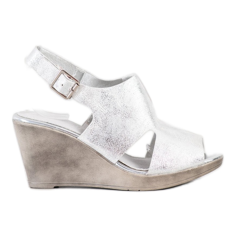 SHELOVET Silver Wedge Sandals SHELOVET Silver Wedge Sandals