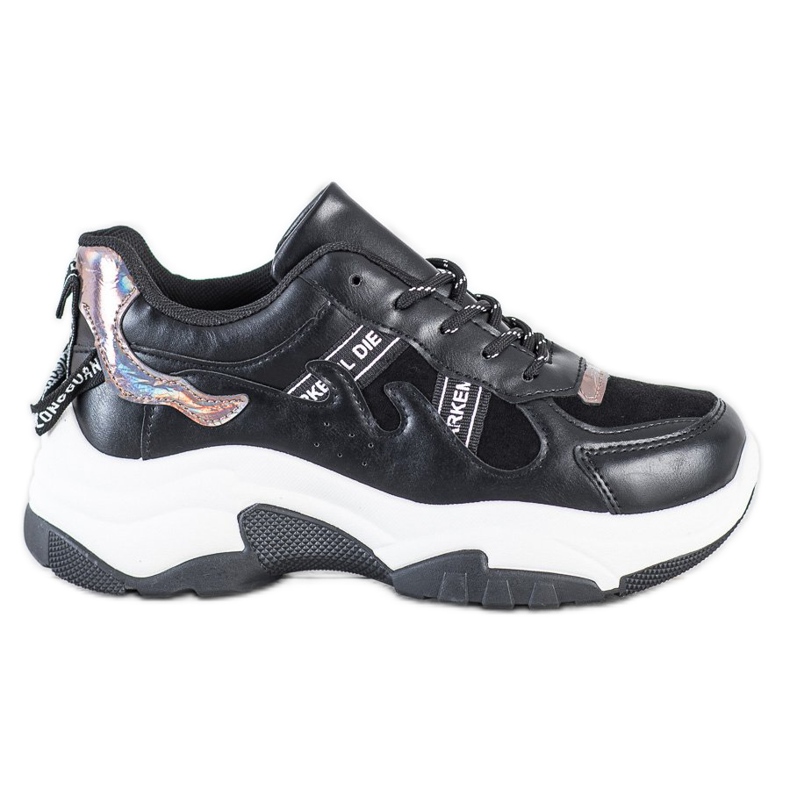 SHELOVET Comfortable Eco Leather Sneakers black