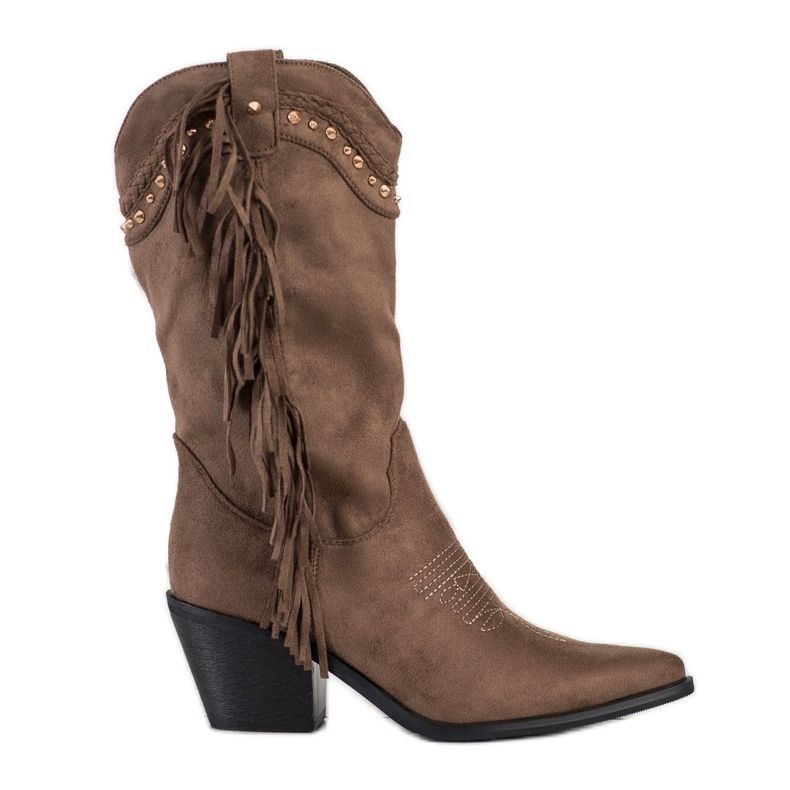 Bestelle Fringed cowboy boots beige