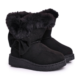 FRROCK Black Vella children's snow boots with fur bow