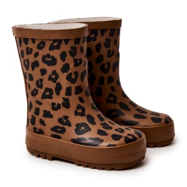 FRROCK Children s brown rubber boots with leopard print Nanny