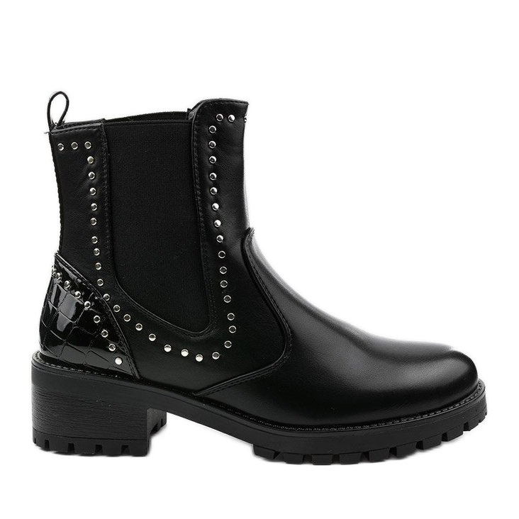 Black insulated boots from Haghill eco-leather silver