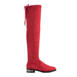Bestelle Thigh-high boots with decorative heel red