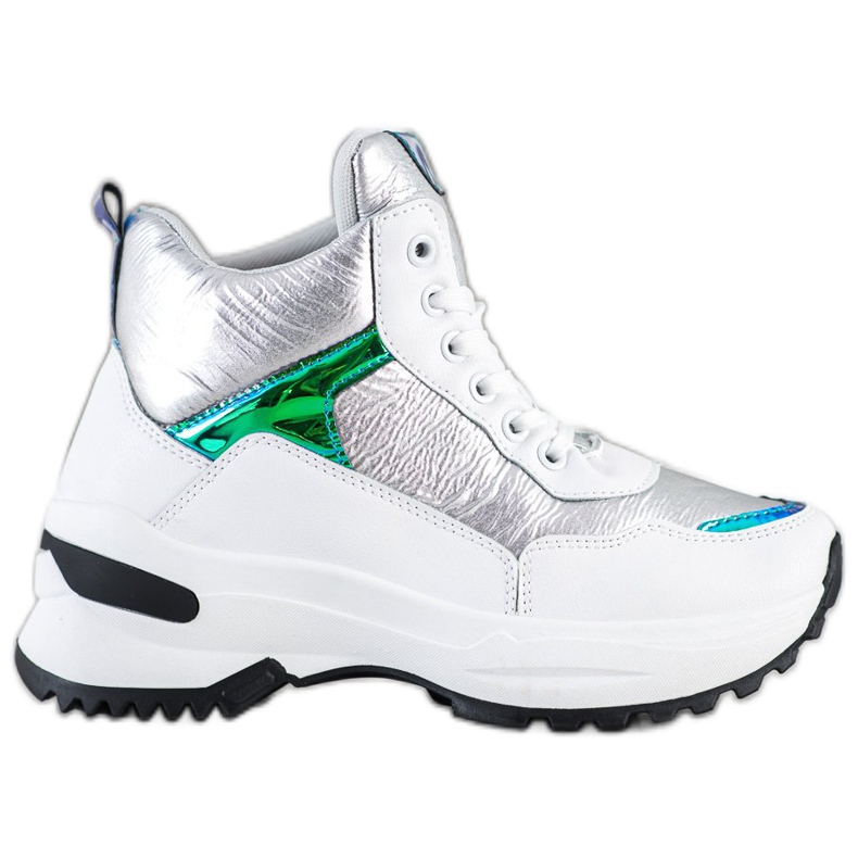 Ideal Shoes High-top sneakers made of eco leather white silver