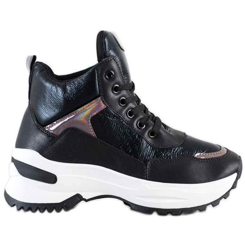 Ideal Shoes High-top sneakers made of eco leather black pink