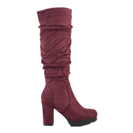SHELOVET Maroon Boots On The Pillar red SHELOVET Maroon Boots On The Pillar red
