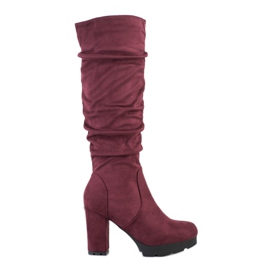 SHELOVET Maroon Boots On The Pillar red