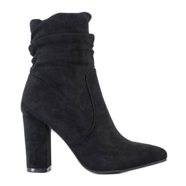 SHELOVET Black Boots With Ruffled Uppers