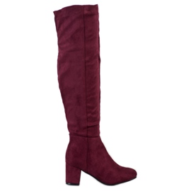 Fashion Maroon suede boots red