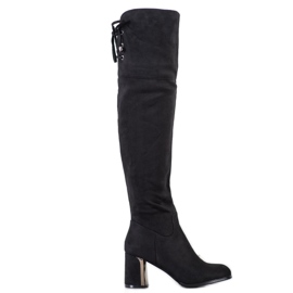 Gogo Thigh-high boots with decorative heel black