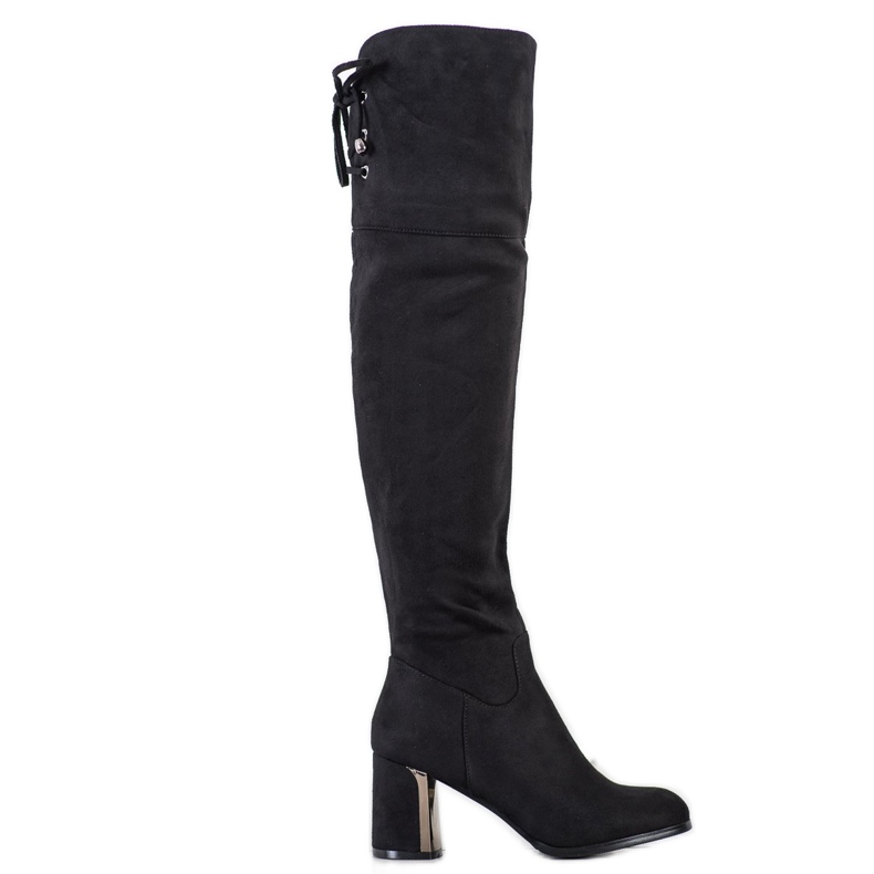 Gogo Thigh-high boots with decorative heel black