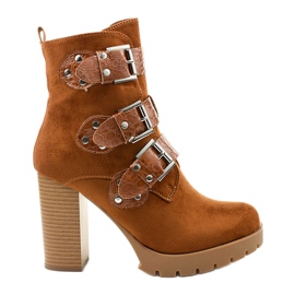 Brown suede ankle boots on the Lilybank post