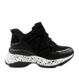 Black sports sneakers made of eco-leather-suede Clavelina Black sports sneakers made of eco-leather-suede Clavelina
