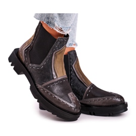 Women's Leather Jodhpur boots Maciejka Gray 04634-03 beige brown grey