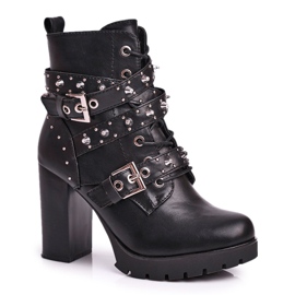 FRSS Women's Boots on a high heel with studs Black Olivia FRSS Women's Boots on a high heel with studs Black Olivia
