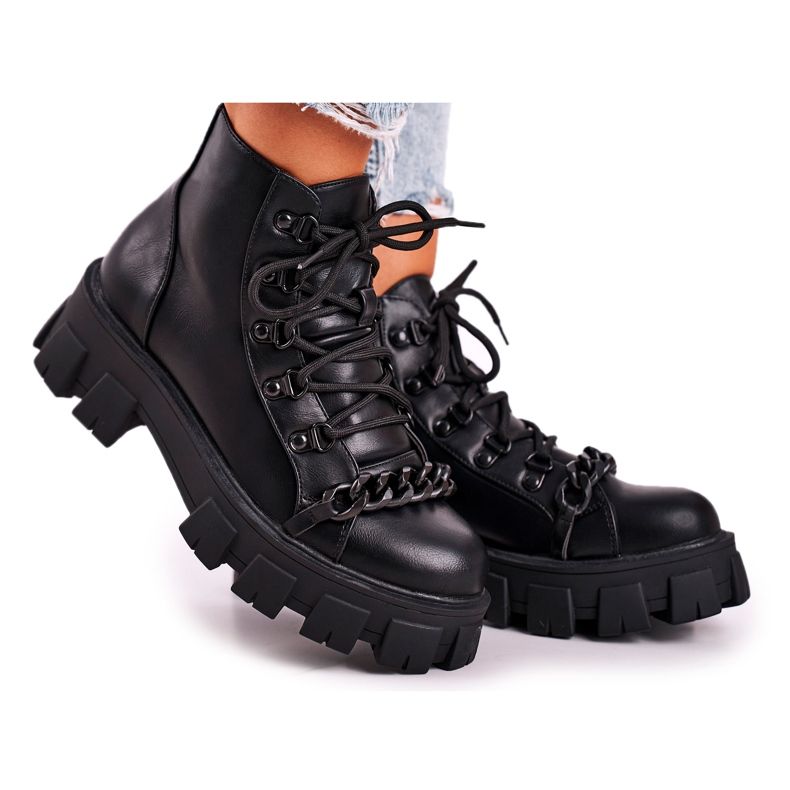 SEA Women's Boots Workers On The Platform Black Chain