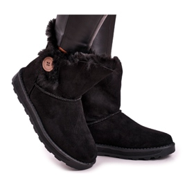 Women's Suede Boots with Fur Black Button