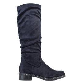 Super Me Boots With Cubic Zirconia navy blue blue