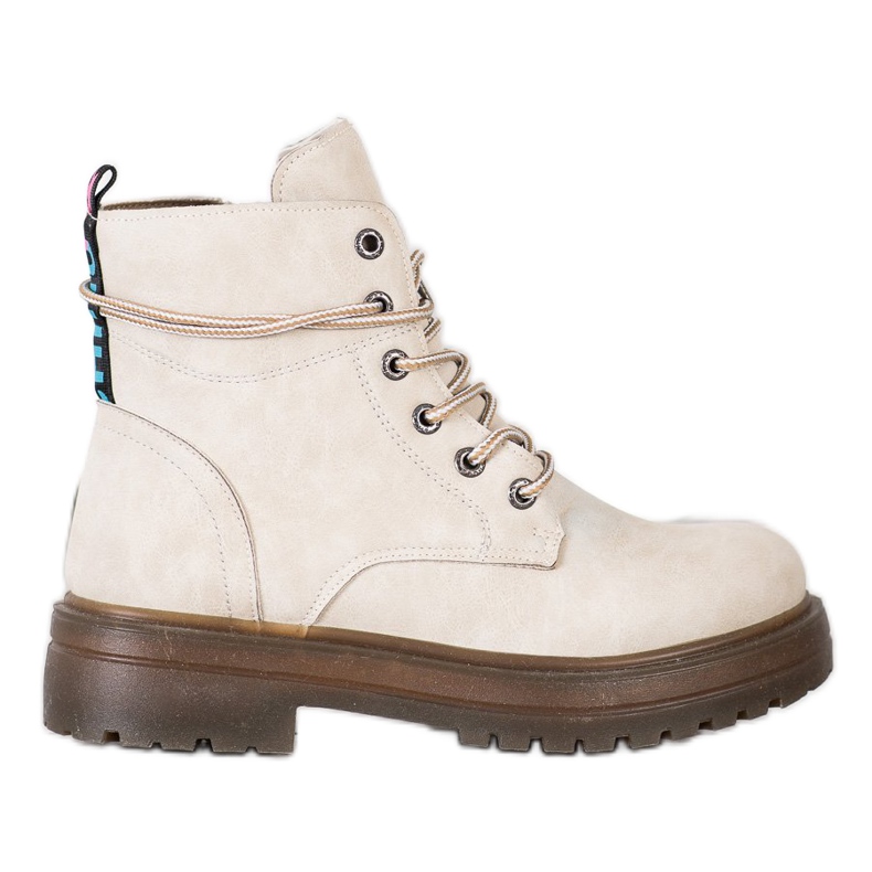 SHELOVET Beige Trappers With Eco Leather