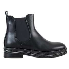 SHELOVET Boots On The Platform With Cubic Zirconia black