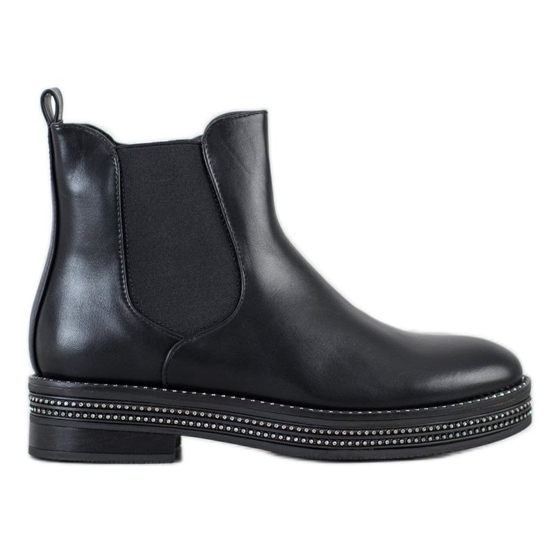 SHELOVET Boots On The Platform With Cubic Zirconia black