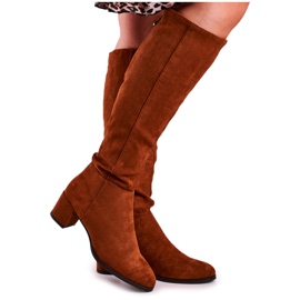 Women's suede boots Sergio Leone camel KZ273 brown