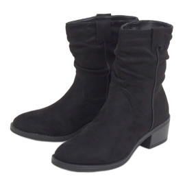 Black low-heeled boots 3345 Black