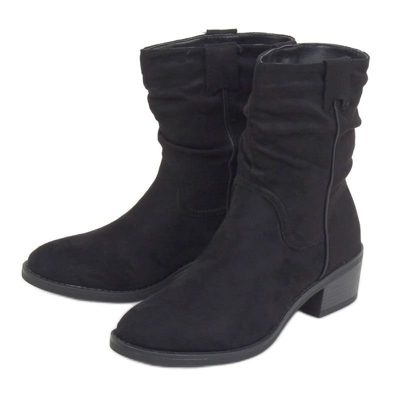 Black low-heeled boots 3345 Black